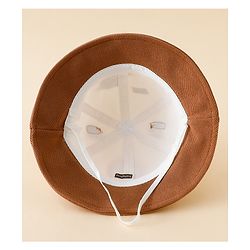 Babyhug Bucket Hat with Bear & Ear Applique Brown - Diameter 16 cm