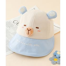 Babyhug Baseball Cap with Ear Applique & Embroidery Light Blue - Diameter 16 cm