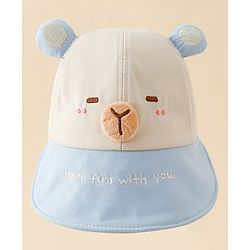 Babyhug Baseball Cap with Ear Applique & Embroidery Light Blue - Diameter 16 cm
