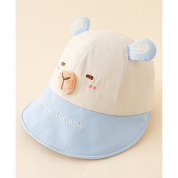 Babyhug Baseball Cap with Ear Applique & Embroidery Light Blue - Diameter 16 cm