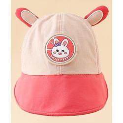Babyhug Baseball Cap with Ear Applique & Patch Detailing Pink - Diameter 16 cm