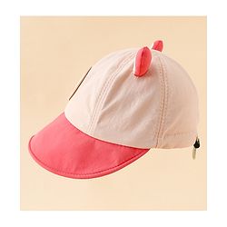 Babyhug Baseball Cap with Ear Applique & Patch Detailing Pink - Diameter 16 cm