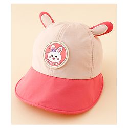 Babyhug Baseball Cap with Ear Applique & Patch Detailing Pink - Diameter 16 cm