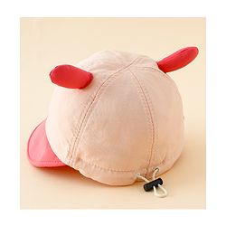 Babyhug Baseball Cap with Ear Applique & Patch Detailing Pink - Diameter 16 cm