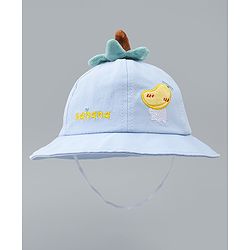 Babyhug 100% Cotton Bucket Hat with Fruit Embroidery & Applique Light Blue - Diameter 16 cm