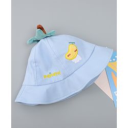 Babyhug 100% Cotton Bucket Hat with Fruit Embroidery & Applique Light Blue - Diameter 16 cm