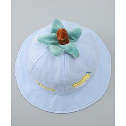 Babyhug 100% Cotton Bucket Hat with Fruit Embroidery & Applique Light Blue - Diameter 16 cm