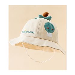 Babyhug Cotton Bucket Hat with Fruit Embroidery & Applique Light Blue - Diameter 16 cm