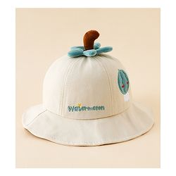 Babyhug Cotton Bucket Hat with Fruit Embroidery & Applique Light Blue - Diameter 16 cm