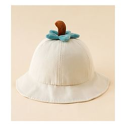 Babyhug Cotton Bucket Hat with Fruit Embroidery & Applique Light Blue - Diameter 16 cm