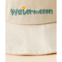 Babyhug Cotton Bucket Hat with Fruit Embroidery & Applique Light Blue - Diameter 16 cm
