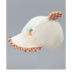 Babyhug Baseball Cap with Bow Applique Light Yellow - Diameter 16 cm