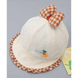 Babyhug Baseball Cap with Bow Applique Light Yellow - Diameter 16 cm