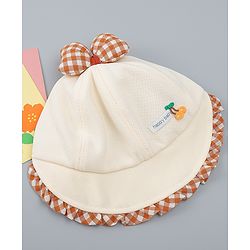 Babyhug Baseball Cap with Bow Applique Light Yellow - Diameter 16 cm