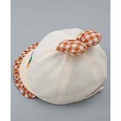 Babyhug Baseball Cap with Bow Applique Light Yellow - Diameter 16 cm
