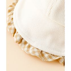 Babyhug 100% Cotton Baseball Cap with Bow Applique Beige - Diameter 16 cm