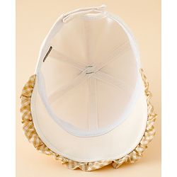 Babyhug 100% Cotton Baseball Cap with Bow Applique Beige - Diameter 16 cm