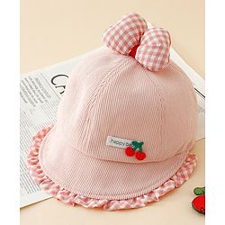 Babyhug Baseball Cap with Bow Applique Light Yellow - Diameter 16 cm