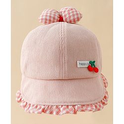 Babyhug Baseball Cap with Bow Applique Light Yellow - Diameter 16 cm