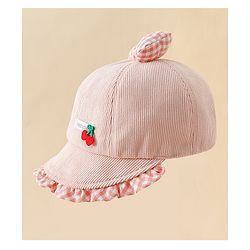 Babyhug Baseball Cap with Bow Applique Light Yellow - Diameter 16 cm