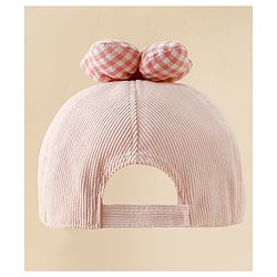 Babyhug Baseball Cap with Bow Applique Light Yellow - Diameter 16 cm