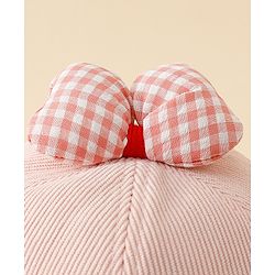 Babyhug Baseball Cap with Bow Applique Light Yellow - Diameter 16 cm