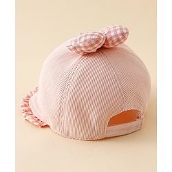 Babyhug Baseball Cap with Bow Applique Light Yellow - Diameter 16 cm