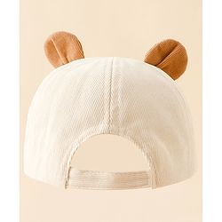 Babyhug Baseball Cap with Bear Embroidery & Ear Applique Beige - Diameter 17 cm