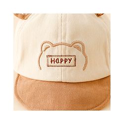 Babyhug Baseball Cap with Bear Embroidery & Ear Applique Beige - Diameter 17 cm