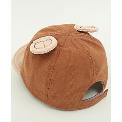 Babyhug Baseball Cap with Bear Embroidery & Ear Applique Beige - Diameter 17 cm