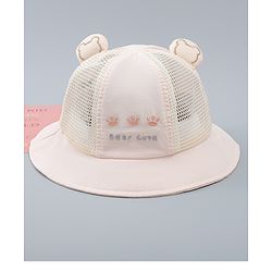 Babyhug Bucket Hat with Bear Embroidery & Ear Applique Light Pink - Diameter 16 cm