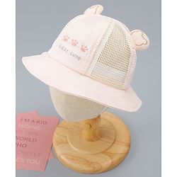 Babyhug Bucket Hat with Bear Embroidery & Ear Applique Light Pink - Diameter 16 cm