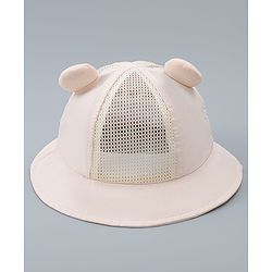 Babyhug Bucket Hat with Bear Embroidery & Ear Applique Light Pink - Diameter 16 cm