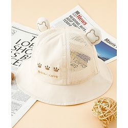 Babyhug Bucket Hat with Bear Embroidery & Ear Applique Light Pink - Diameter 16 cm