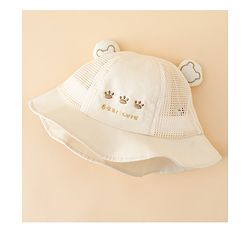 Babyhug Bucket Hat with Bear Embroidery & Ear Applique Light Pink - Diameter 16 cm