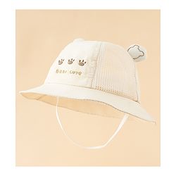 Babyhug Bucket Hat with Bear Embroidery & Ear Applique Light Pink - Diameter 16 cm