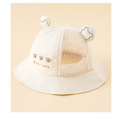 Babyhug Bucket Hat with Bear Embroidery & Ear Applique Light Pink - Diameter 16 cm