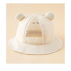 Babyhug Bucket Hat with Bear Embroidery & Ear Applique Light Pink - Diameter 16 cm