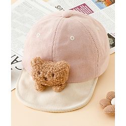 Babyhug Baseball Cap with Bear Applique Pink - Diameter 17 cm