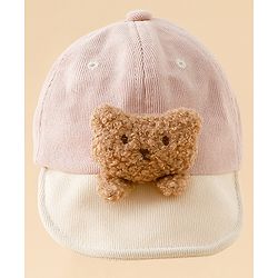 Babyhug Baseball Cap with Bear Applique Pink - Diameter 17 cm