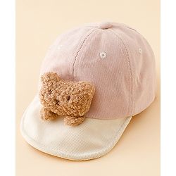 Babyhug Baseball Cap with Bear Applique Pink - Diameter 17 cm