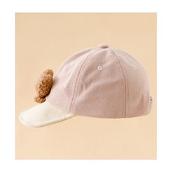 Babyhug Baseball Cap with Bear Applique Pink - Diameter 17 cm