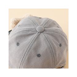 Babyhug Baseball Cap with Bear Applique Grey - Diameter 17 cm
