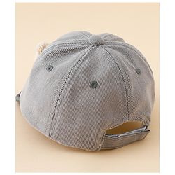 Babyhug Baseball Cap with Bear Applique Grey - Diameter 17 cm