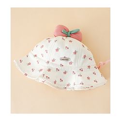 Babyhug Bucket Hat with Floral Print & Bow Applique Pink - Diameter 16 cm
