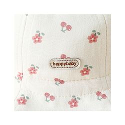 Babyhug Bucket Hat with Floral Print & Bow Applique Pink - Diameter 16 cm