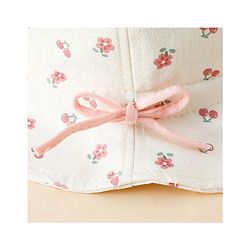 Babyhug Bucket Hat with Floral Print & Bow Applique Pink - Diameter 16 cm