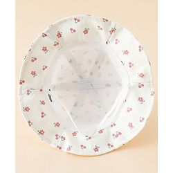 Babyhug Bucket Hat with Floral Print & Bow Applique Pink - Diameter 16 cm