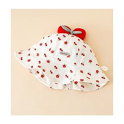 Babyhug Bucket Hat with Floral Print & Bow Applique Pink - Diameter 16 cm