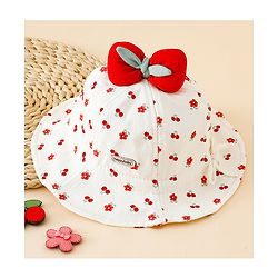 Babyhug Bucket Hat with Floral Print & Bow Applique Pink - Diameter 16 cm